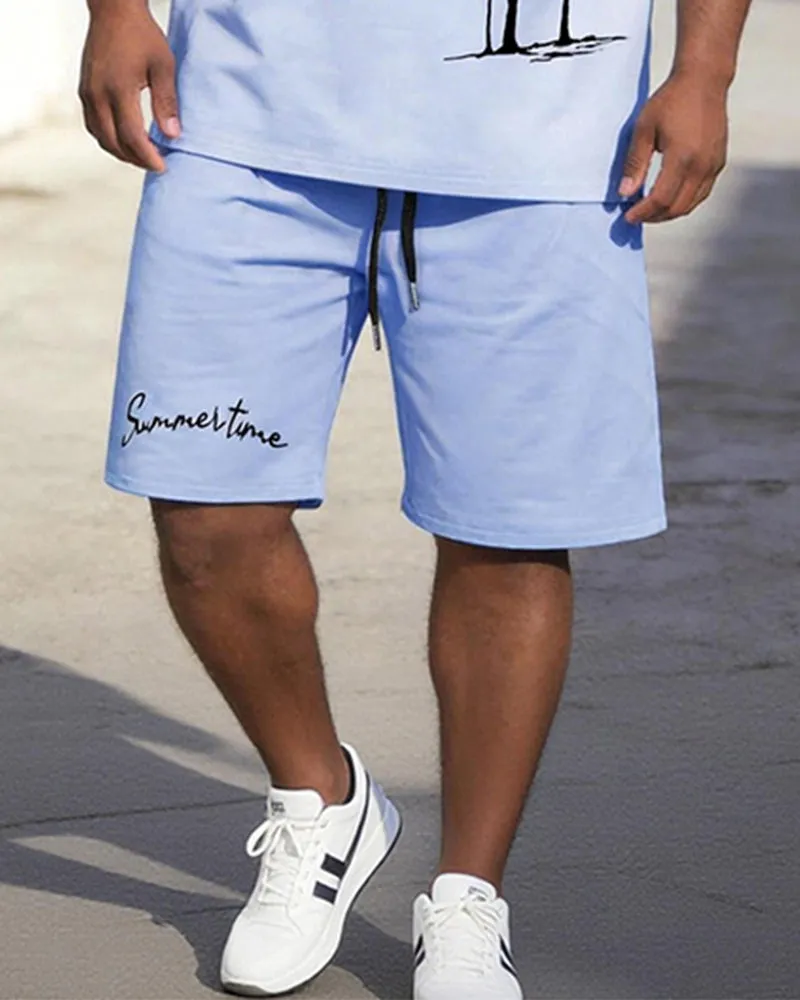 Big & Tall Men's Gradient Coconut Summertime Printed Round Neck Short Sleeve T-shirt Shorts Set sold by Biggmans product image thumbnail 3