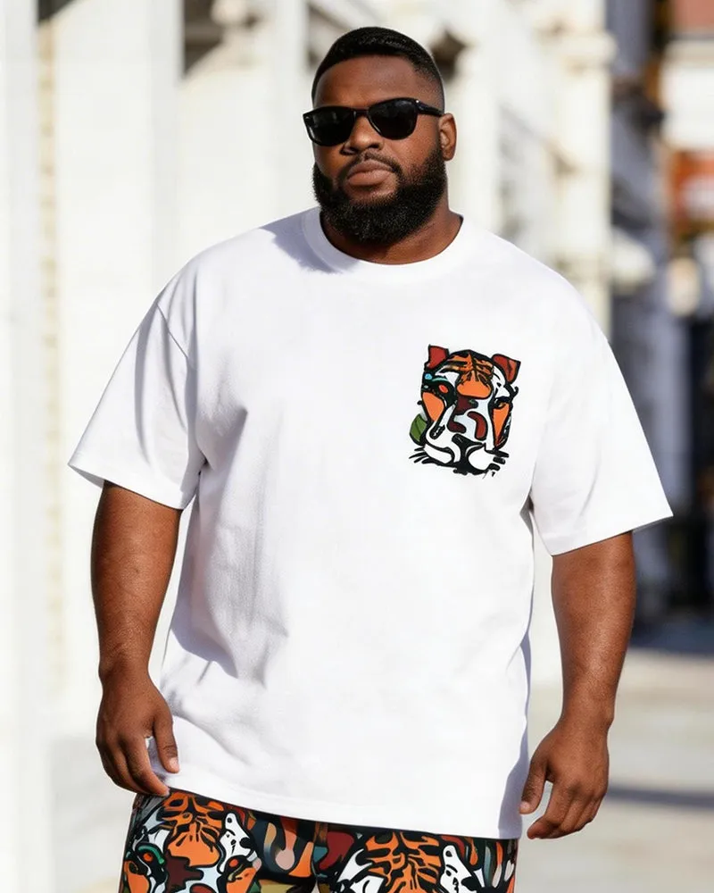 Big & Tall Men’s Cartoon Tiger Head Printed Crew Neck Short-Sleeve T-Shirt And Shorts Set sold by Biggmans product image thumbnail 2