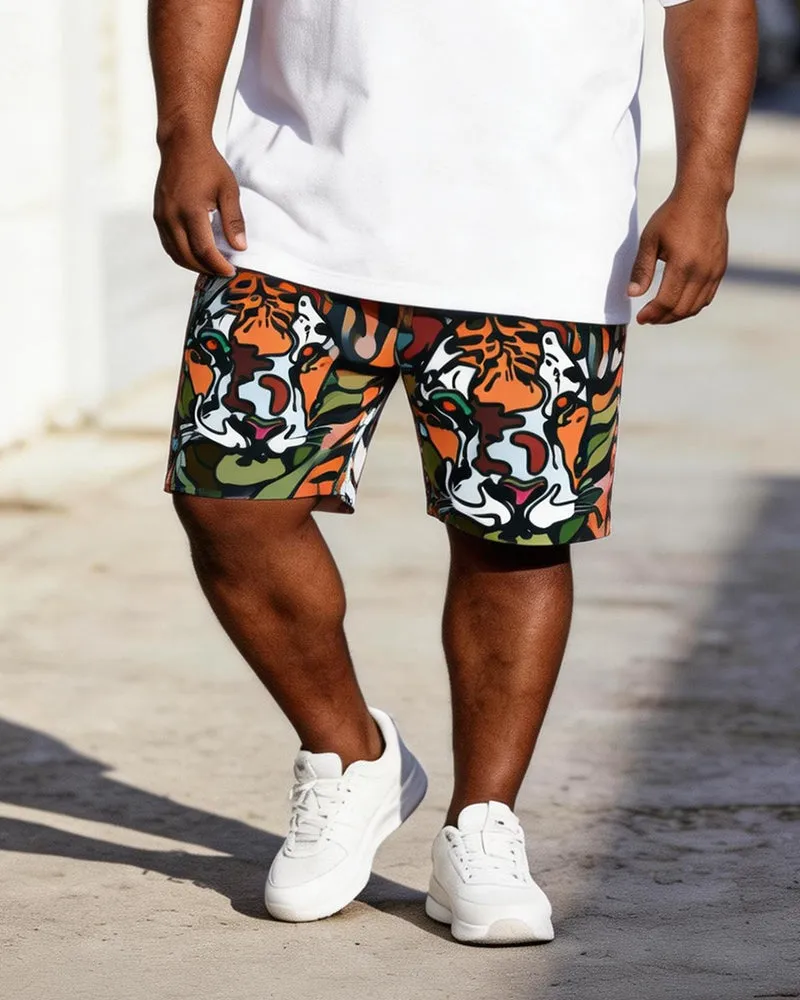 Big & Tall Men’s Cartoon Tiger Head Printed Crew Neck Short-Sleeve T-Shirt And Shorts Set sold by Biggmans product image thumbnail 3