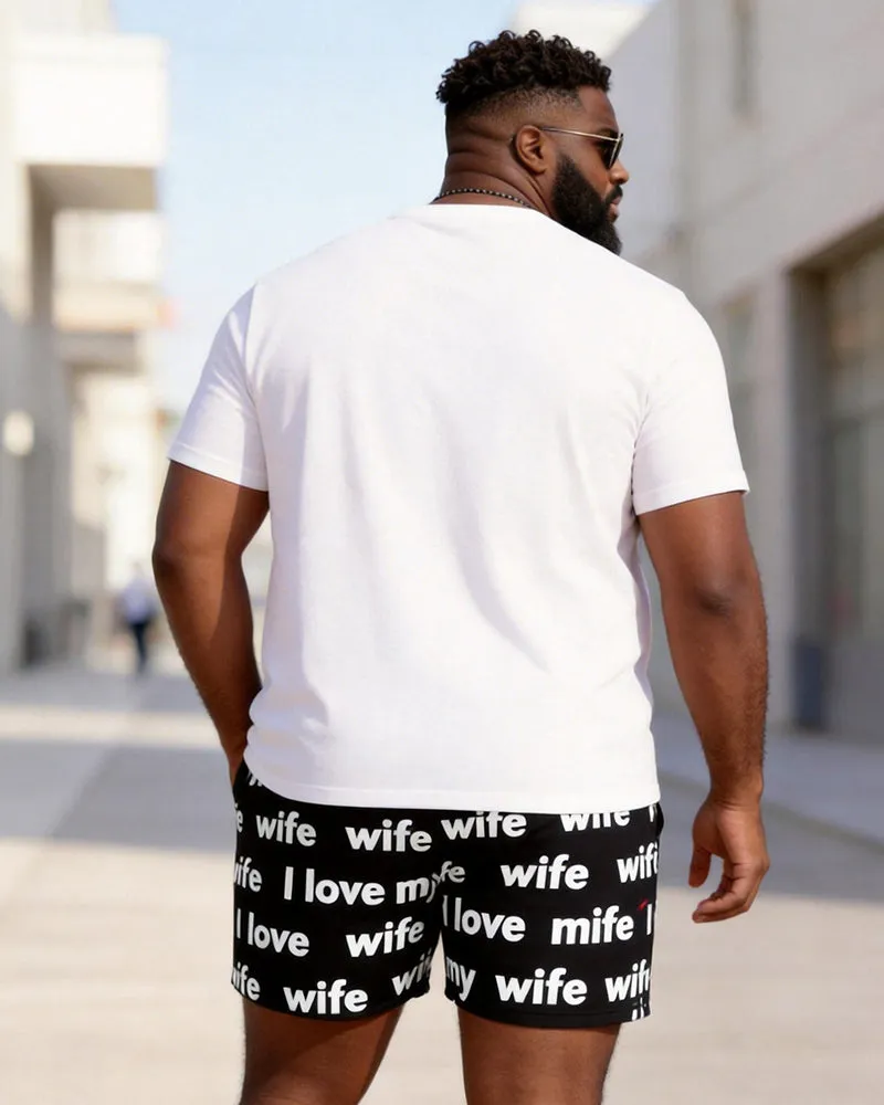 Big & Tall Men's "I Love My Wife" Letter Printed Crew Neck Short Sleeve T-shirt Shorts Set sold by Biggmans product image thumbnail 4