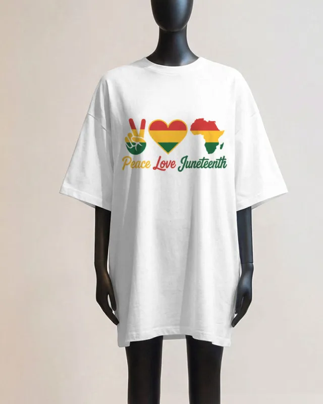 Peace, Love, June Day, African American, Black Rights, June 1865 Plus Size T-Shirt made by Biggmans