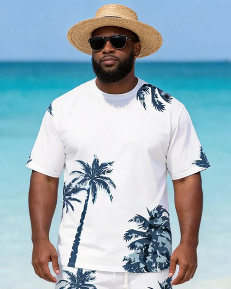 Big & Tall Men's Navy Coconut Printed Crew Neck Short Sleeve T-shirt Shorts Set sold by Biggmans product image thumbnail 2