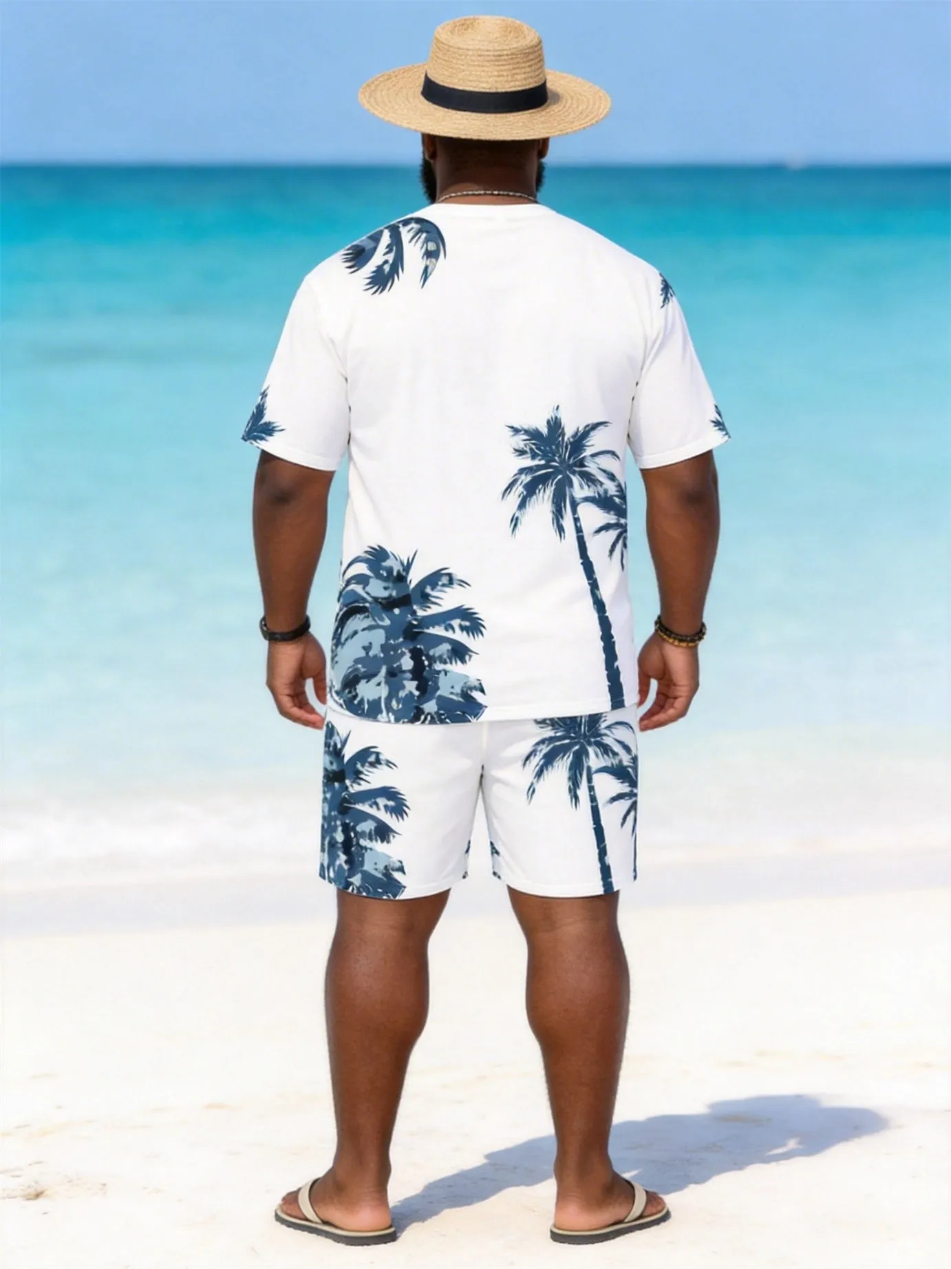 Big & Tall Men's Navy Coconut Printed Crew Neck Short Sleeve T-shirt Shorts Set sold by Biggmans product image thumbnail 4