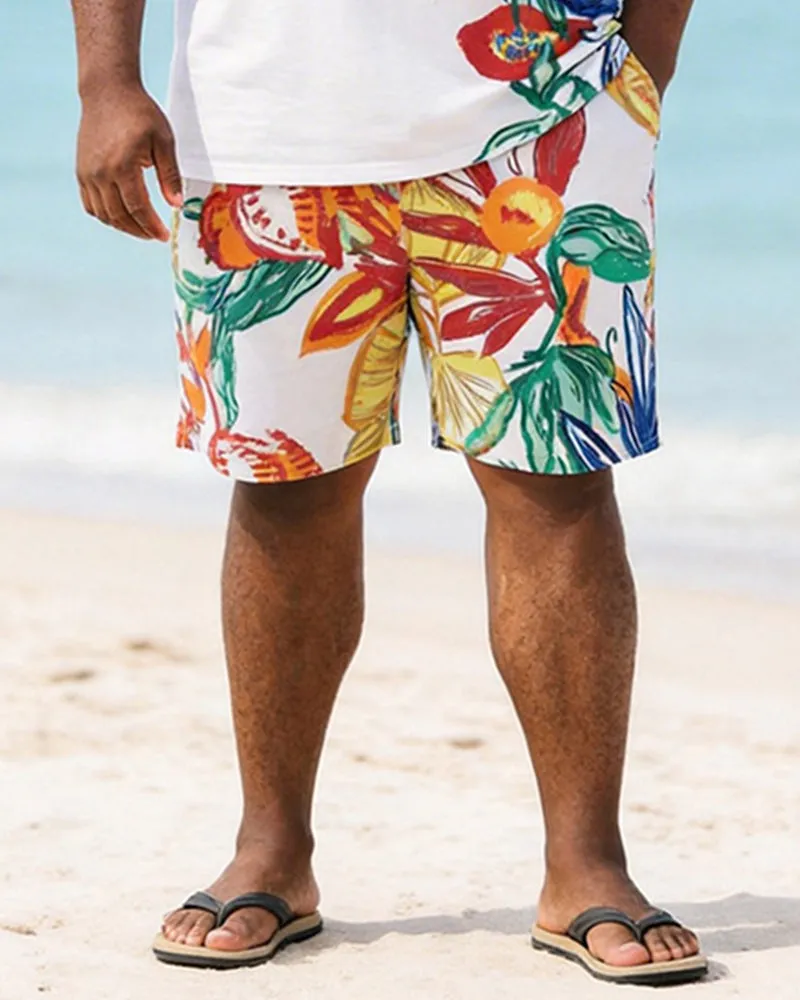 Big & Tall Men' Tropical Floral Print Round Neck Short Sleeve T-Shirt Shorts Set sold by Biggmans product image thumbnail 3