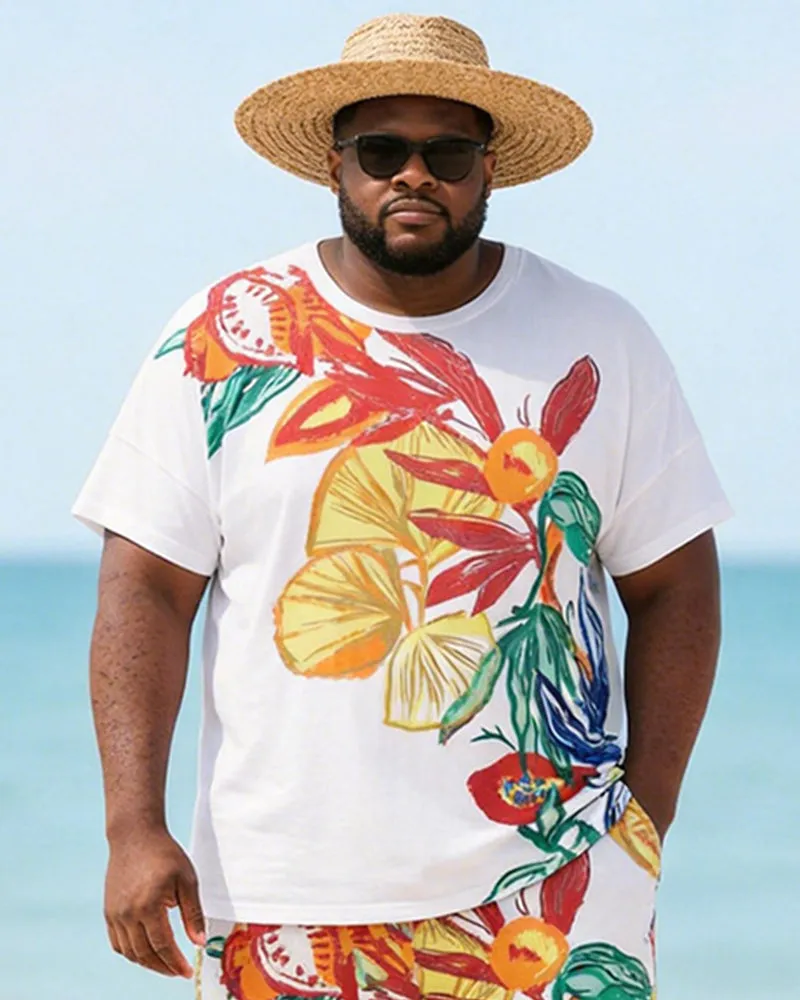 Big & Tall Men' Tropical Floral Print Round Neck Short Sleeve T-Shirt Shorts Set sold by Biggmans product image thumbnail 2