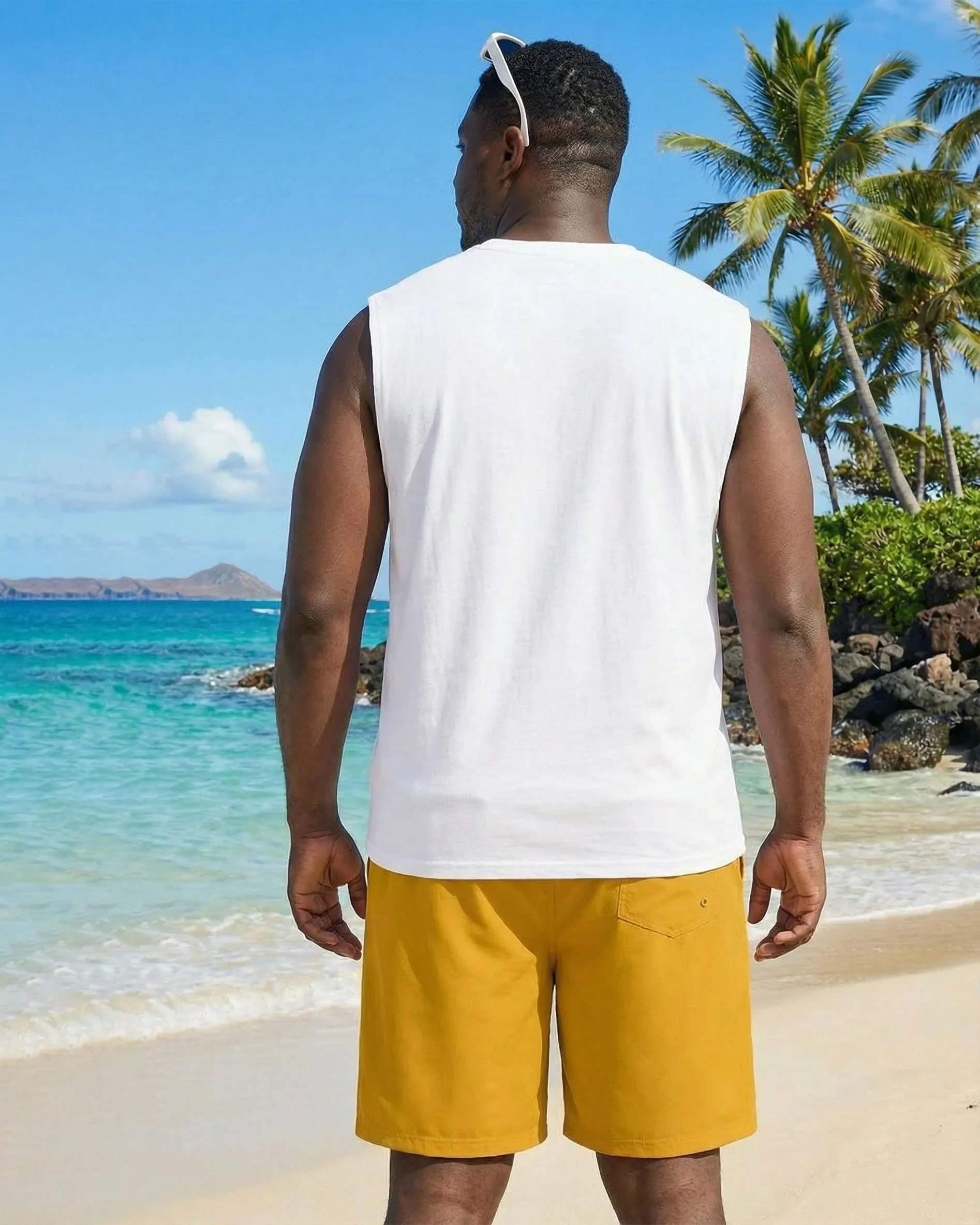 Hawaii Go To Vacation Pattern Printed Casual Party Carnival Vest Shorts Set Large Size Men sold by Biggmans product image thumbnail 4