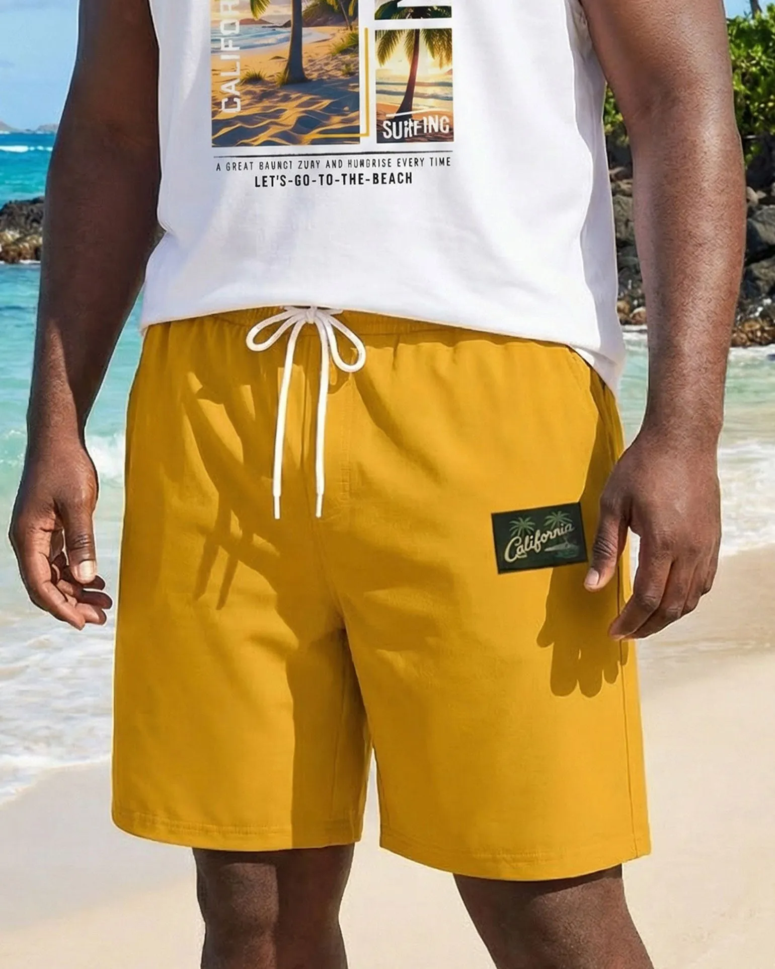 Hawaii Go To Vacation Pattern Printed Casual Party Carnival Vest Shorts Set Large Size Men sold by Biggmans product image thumbnail 3