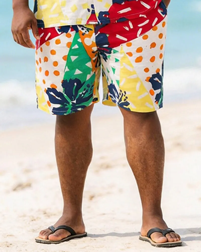 Big & Tall Men's Colorful Polo Hibiscus Flower Printed Short Sleeve Shirt Shorts Set sold by Biggmans product image thumbnail 3