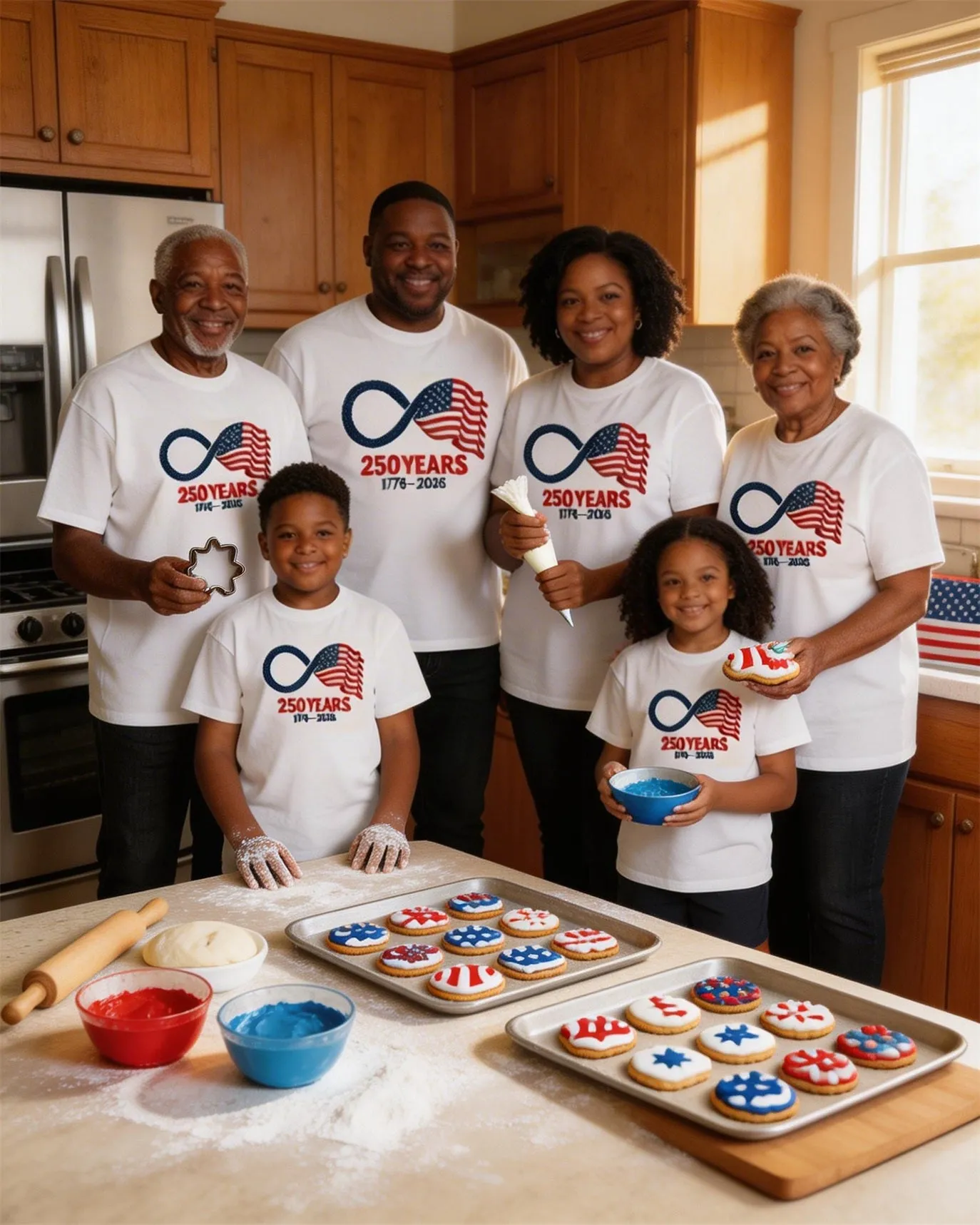 1776-2026 USA 250th Anniversary Flag Print Family Short Sleeve T-Shirt sold by Biggmans product image thumbnail 3