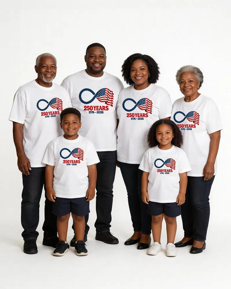 1776-2026 USA 250th Anniversary Flag Print Family Short Sleeve T-Shirt sold by Biggmans