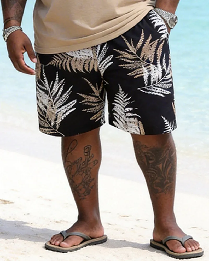 Big & Tall Men's Colorblock Fern Print Round Neck Short Sleeve T-Shirt Shorts Set sold by Biggmans product image thumbnail 5