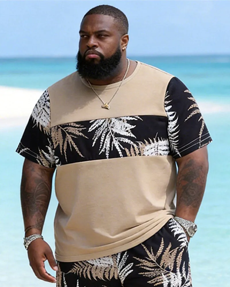 Big & Tall Men's Colorblock Fern Print Round Neck Short Sleeve T-Shirt Shorts Set sold by Biggmans product image thumbnail 4