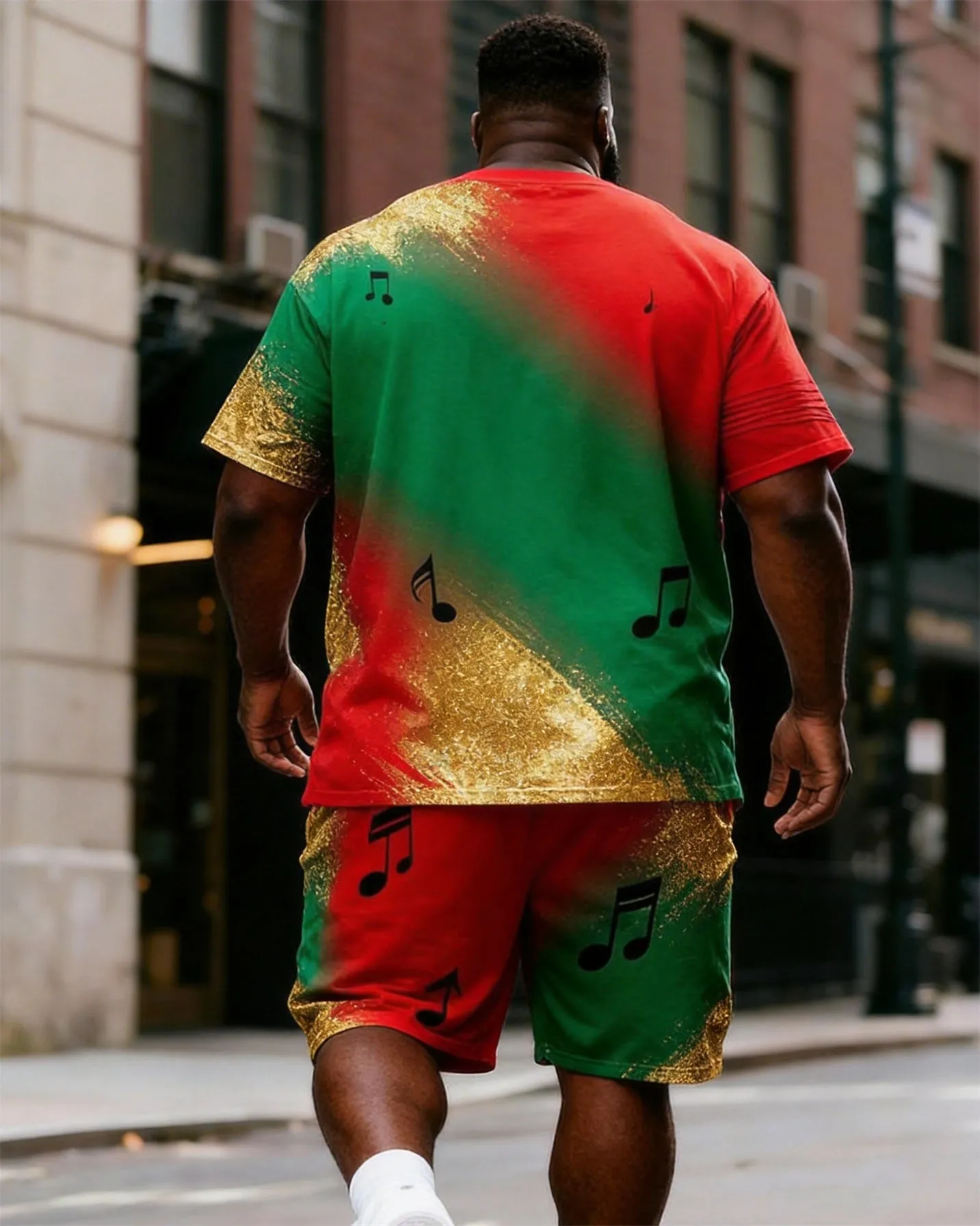 Big & Tall Men's Juneteenth Note Gold Powder Gradient Printing Round Neck Short Sleeve T-shirt Shorts Set sold by Biggmans product image thumbnail 4