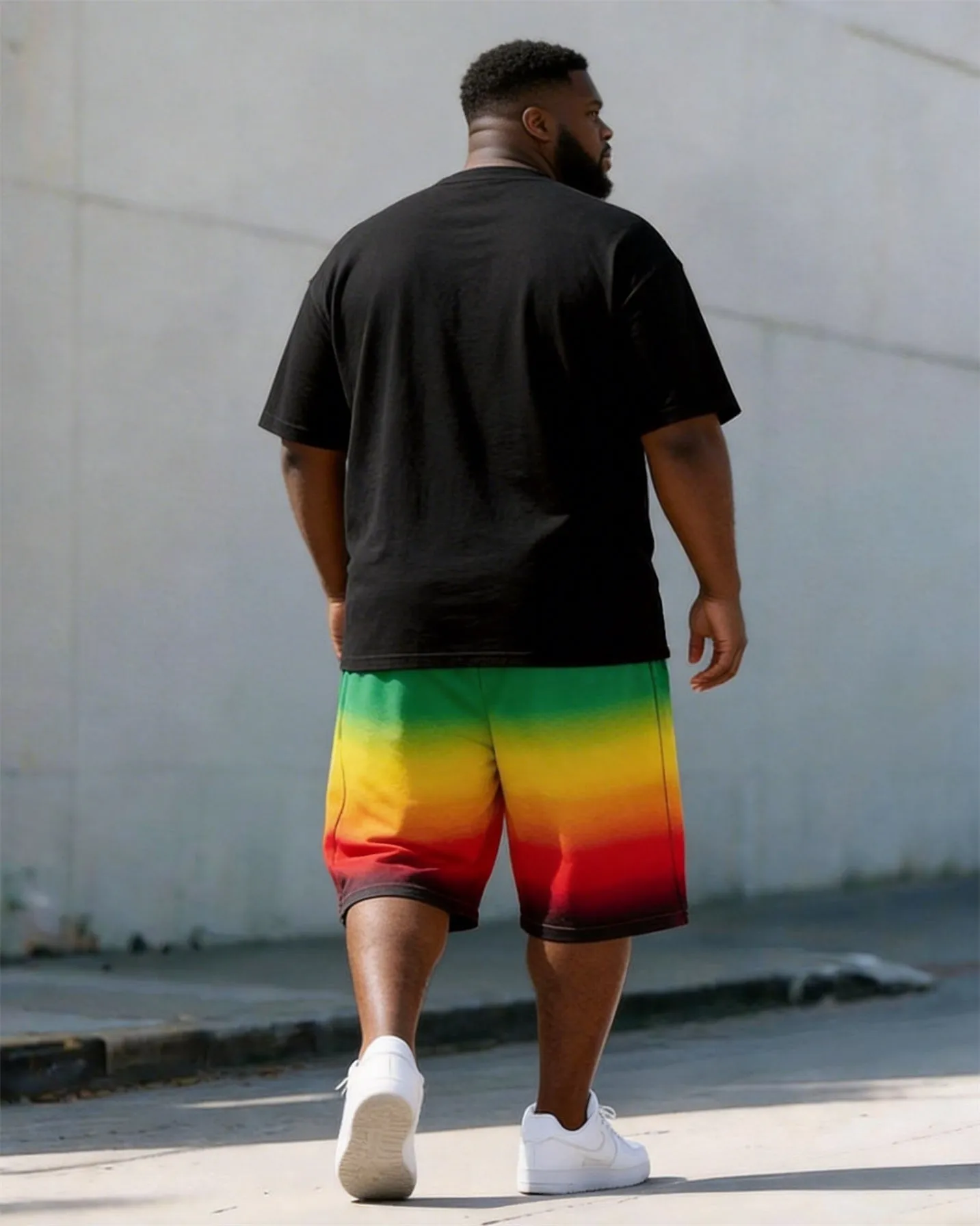 Big & Tall Men's 1865 Crown Graffiti Red Yellow Green Printed Round Neck Short Sleeve T-Shirt Shorts Set sold by Biggmans product image thumbnail 4