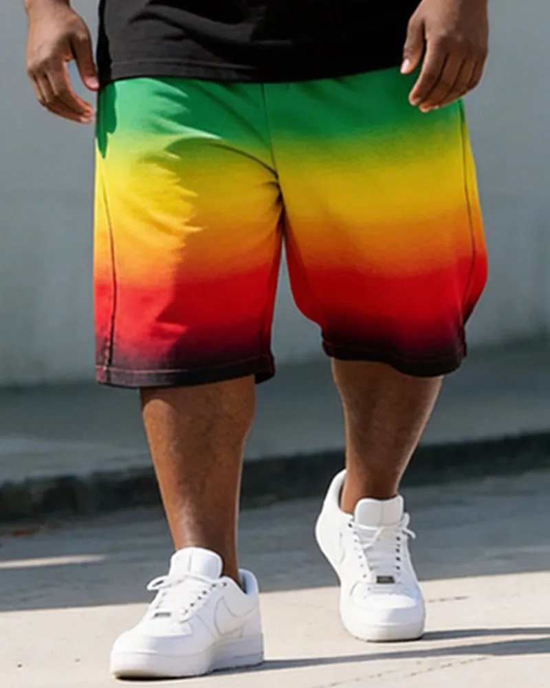 Big & Tall Men's 1865 Crown Graffiti Red Yellow Green Printed Round Neck Short Sleeve T-Shirt Shorts Set sold by Biggmans product image thumbnail 3