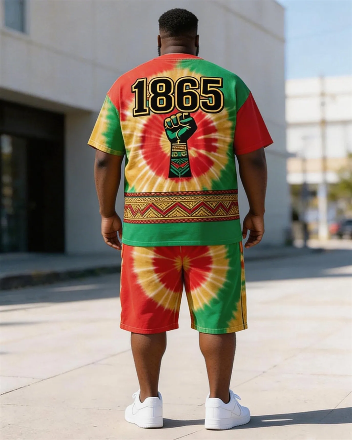 Big & Tall Men's 1865 Fist Totem Tie-Dye Printed Crewneck Short Sleeve T-Shirt Shorts Set sold by Biggmans product image thumbnail 4