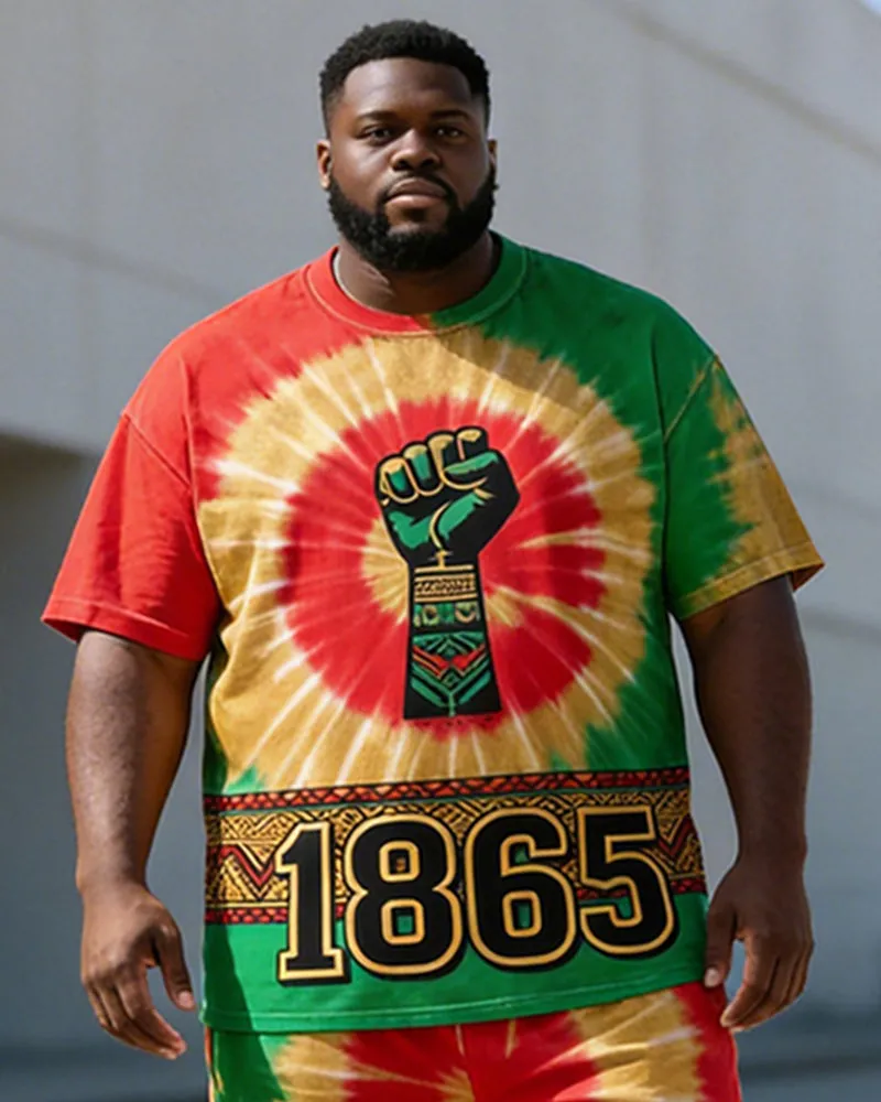 Big & Tall Men's 1865 Fist Totem Tie-Dye Printed Crewneck Short Sleeve T-Shirt Shorts Set sold by Biggmans product image thumbnail 2