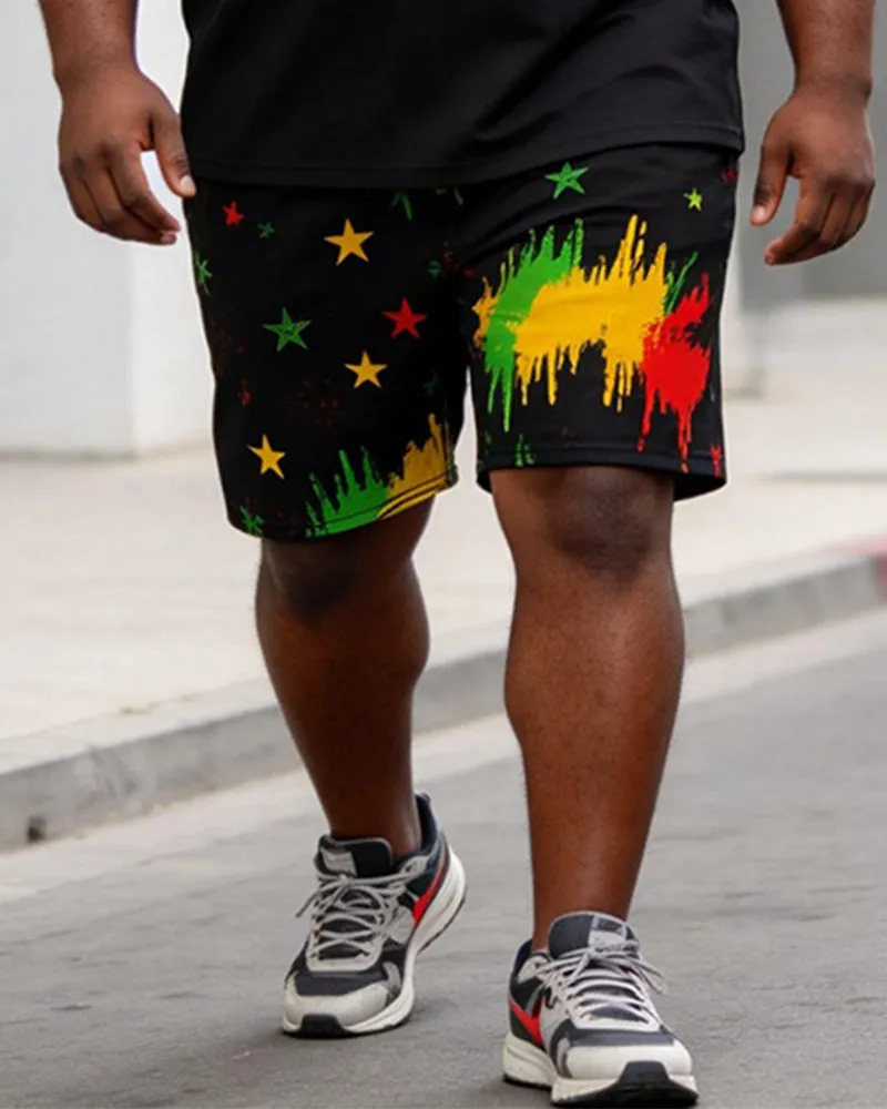 Big & Tall Men's HOPE Fist Print Splash Ink Print POLO Short Sleeve Shorts Set sold by Biggmans product image thumbnail 3