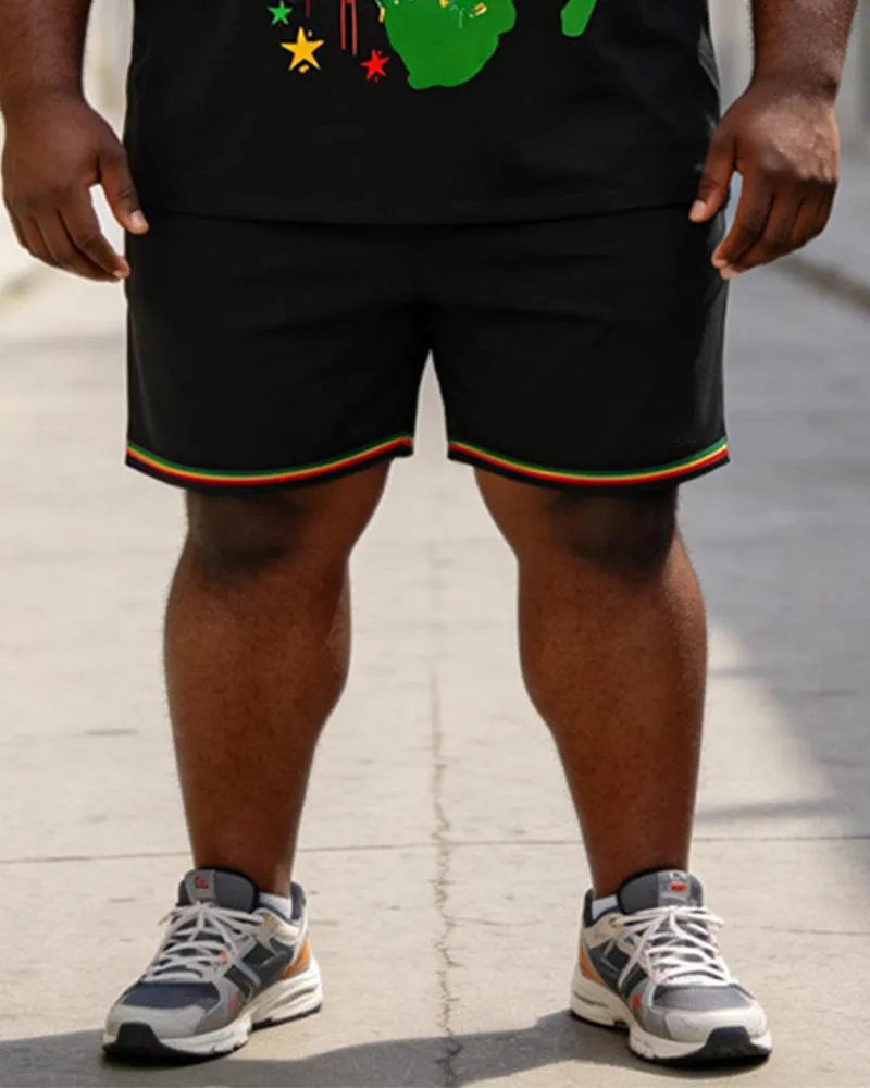 Big & Tall Men's Juneteenth Africa Map Break Free Chain Print POLO Short Sleeve Shorts Set sold by Biggmans product image thumbnail 3