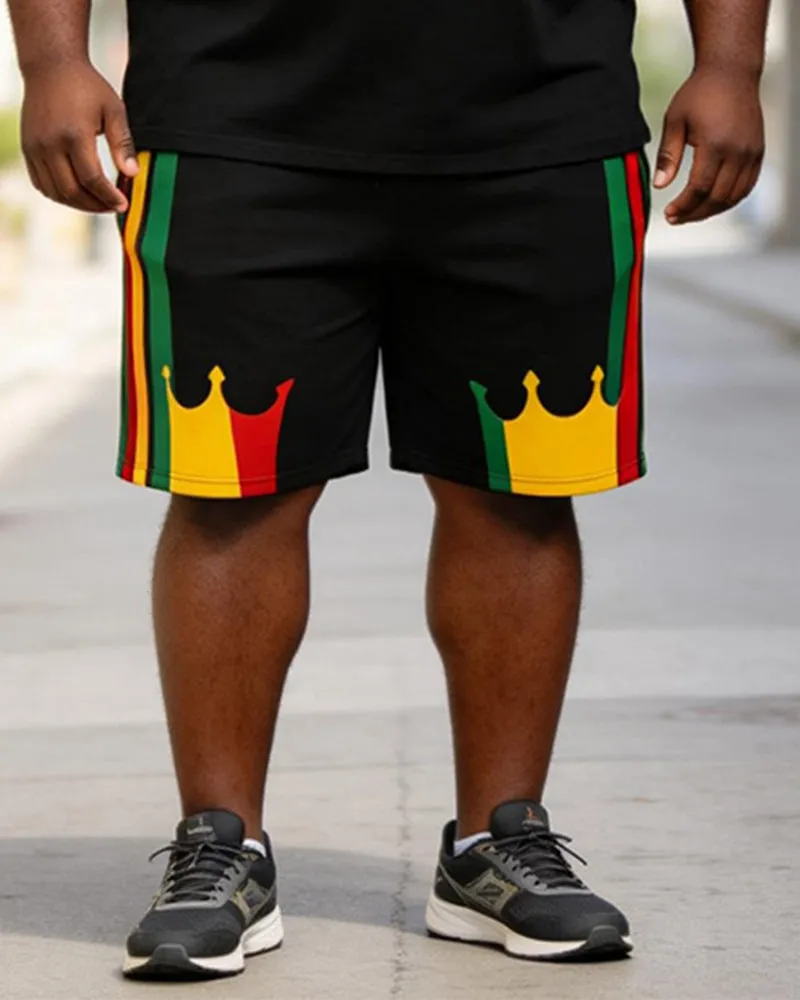 Big & Tall Men's Crown Print Red Yellow Green Contrast Print POLO Short Sleeve Shorts Set sold by Biggmans product image thumbnail 3