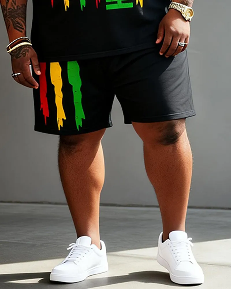 Big & Tall Men's Juneteenth American Flag Print POLO Short Sleeve Shorts Set sold by Biggmans product image thumbnail 3