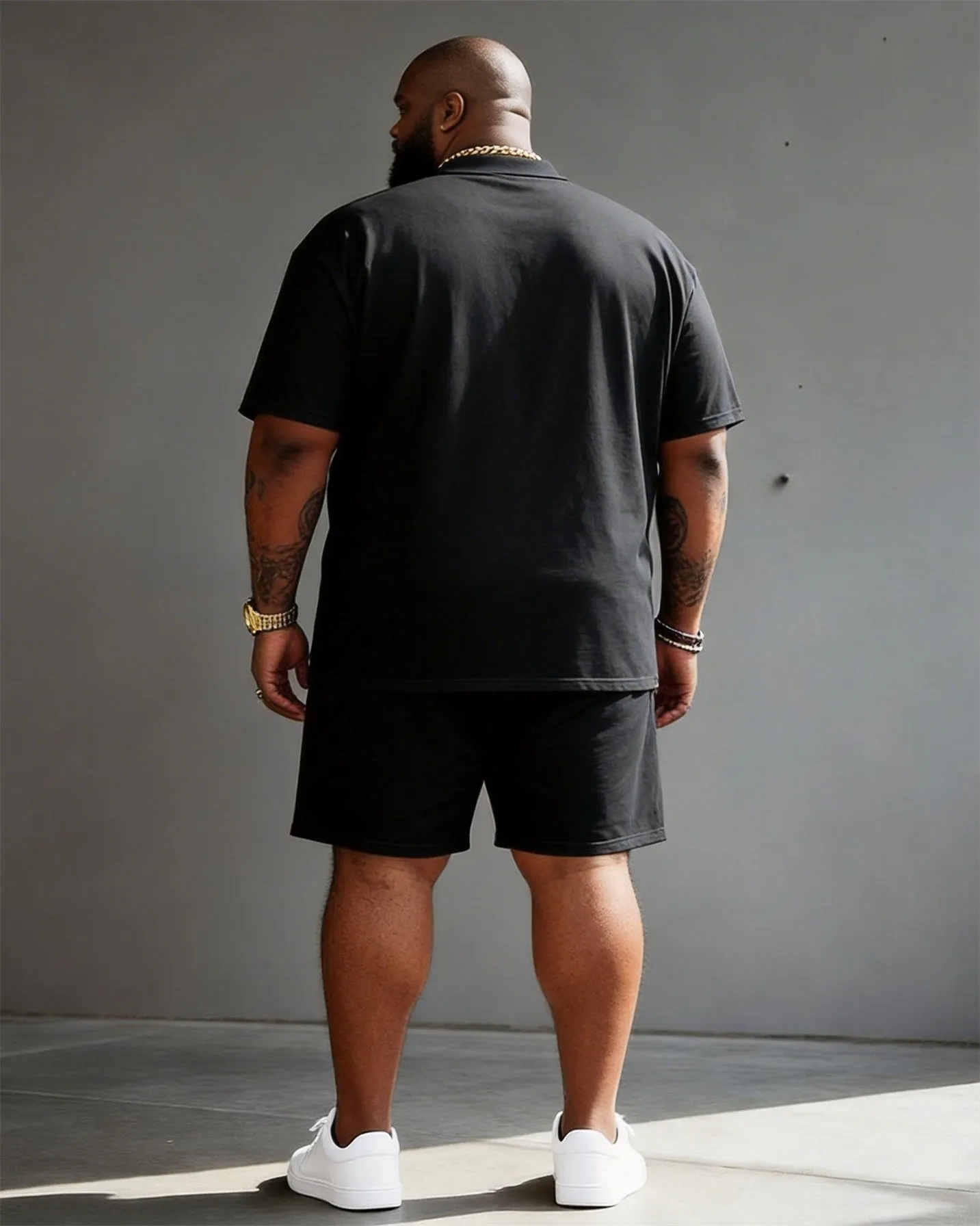 Big & Tall Men's Juneteenth American Flag Print POLO Short Sleeve Shorts Set sold by Biggmans product image thumbnail 4