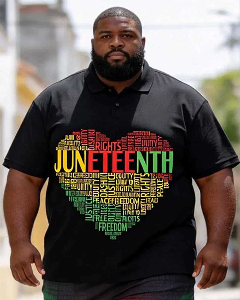 Big & Tall Men's Juneteenth Love Print POLO Short Sleeve Shorts Set sold by Biggmans product image thumbnail 2