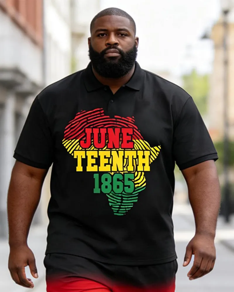 Big & Tall Men's Juneteenth Africa Map 1865 Print POLO Short Sleeve Shorts Set sold by Biggmans product image thumbnail 2