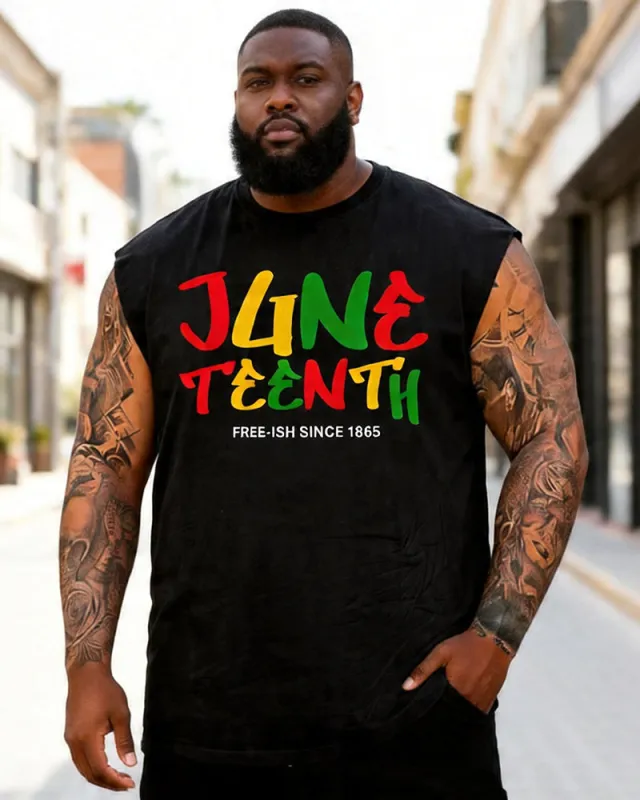 Big & Tall Men's Juneteenth Free 1865 Print Crewneck Sport Vest made by Biggmans