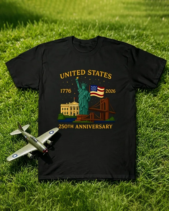 Big & Tall Men's 250 Anniversary Of The Founding Of The United States Free Print Commemorative T-Shirt made by Biggmans