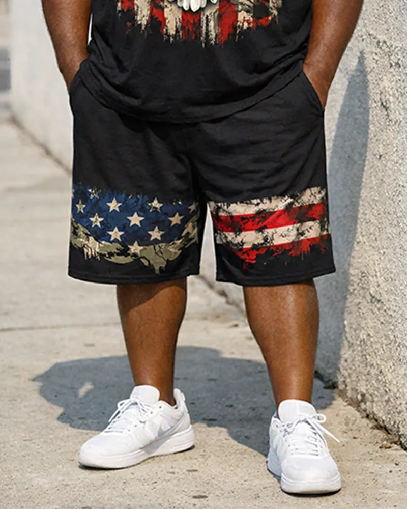 Big & Tall Men's American Flag Cross Eagle Print Crewneck Short Sleeve T-Shirt Shorts Set sold by Biggmans product image thumbnail 3