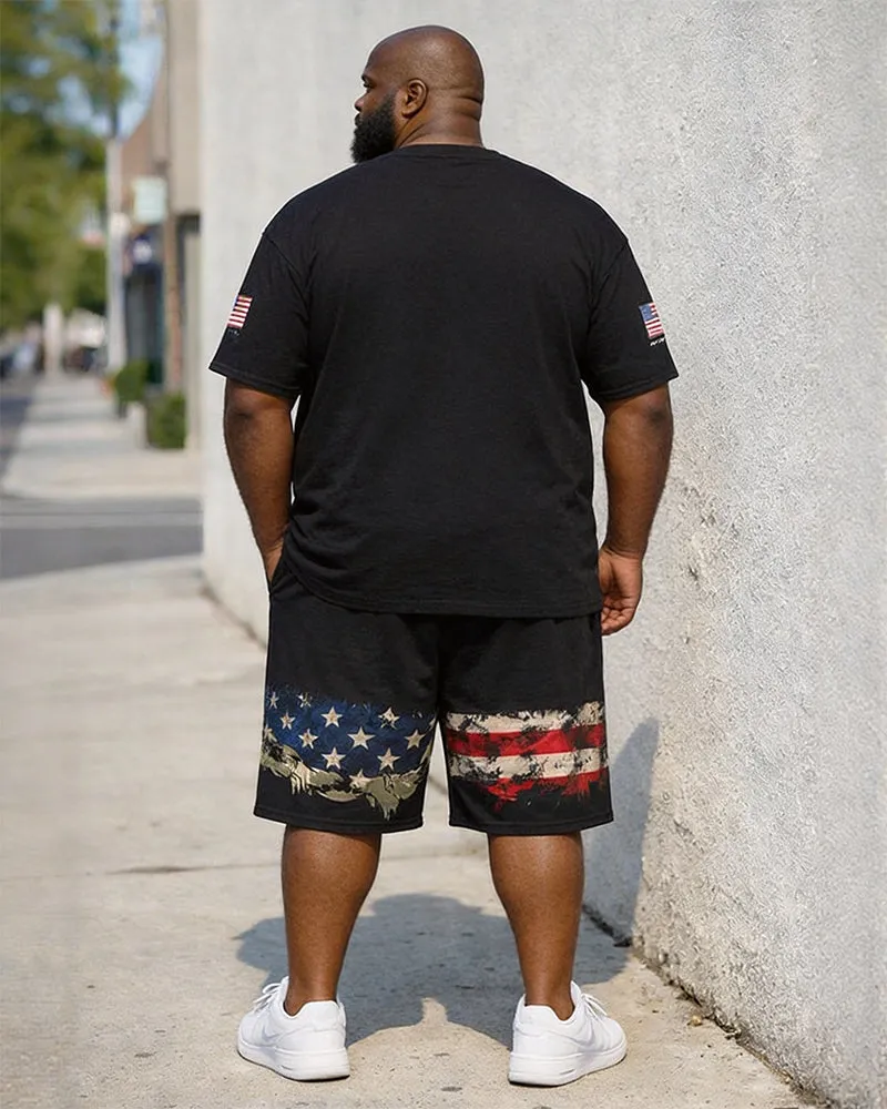 Big & Tall Men's American Flag Cross Eagle Print Crewneck Short Sleeve T-Shirt Shorts Set sold by Biggmans product image thumbnail 4