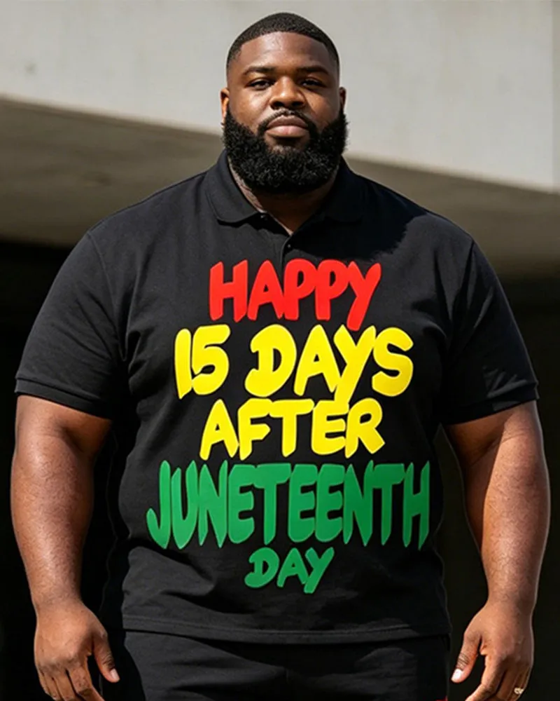 Big & Tall Men's Happy 15 Days After Juneteenth Day Printed Polo Shirt and Shorts Set sold by Biggmans product image thumbnail 2