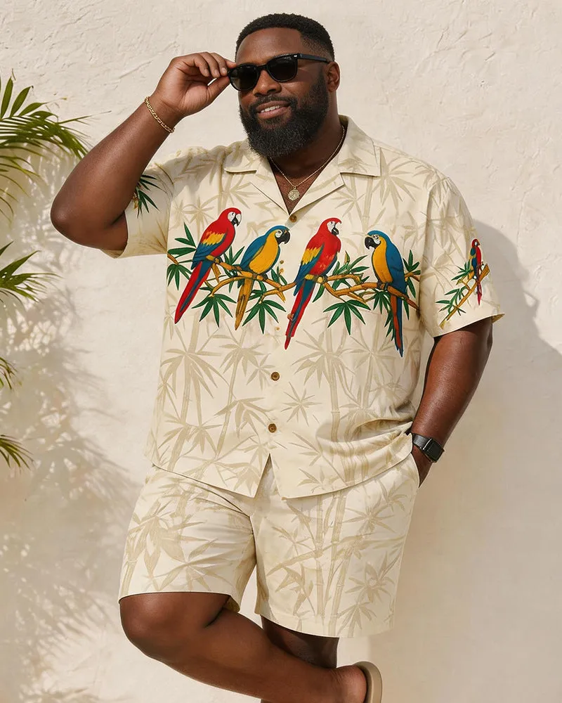 Big & Tall Men's Retro Parrot And Bamboo Print Short-Sleeve Shirt And Shorts Set sold by Biggmans product image thumbnail 4