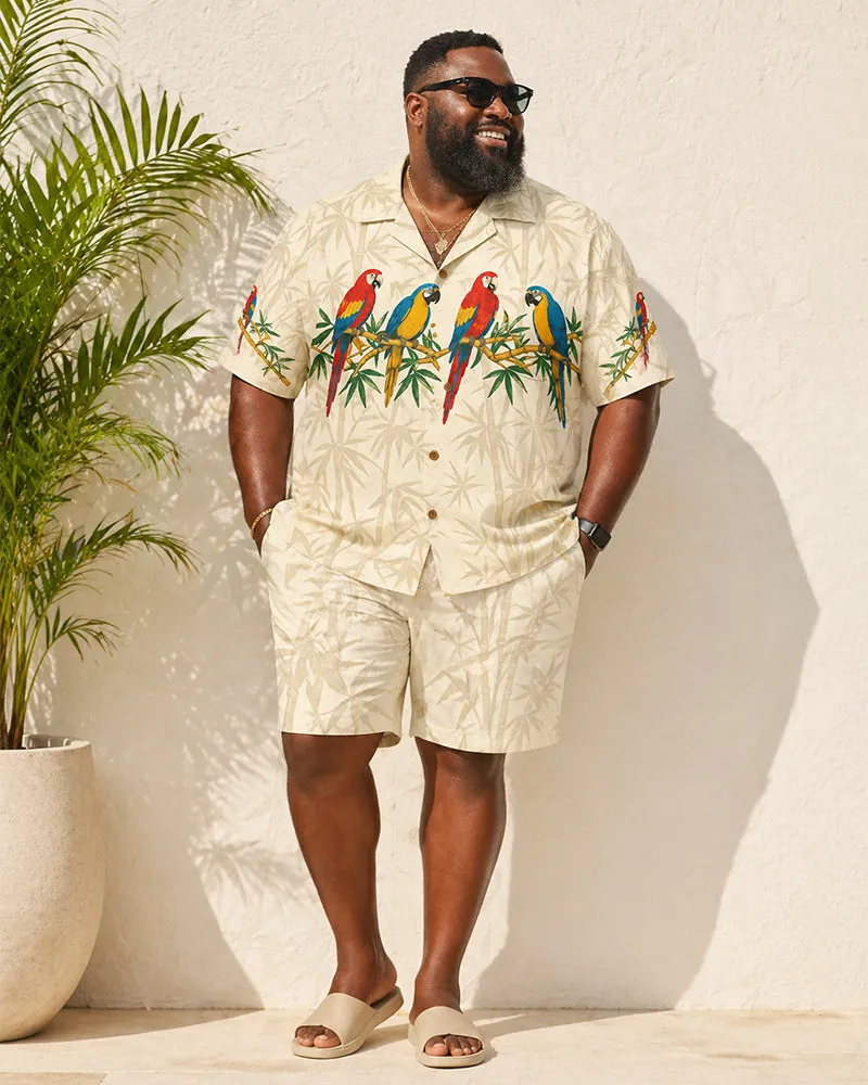 Big & Tall Men's Retro Parrot And Bamboo Print Short-Sleeve Shirt And Shorts Set sold by Biggmans product image thumbnail 3