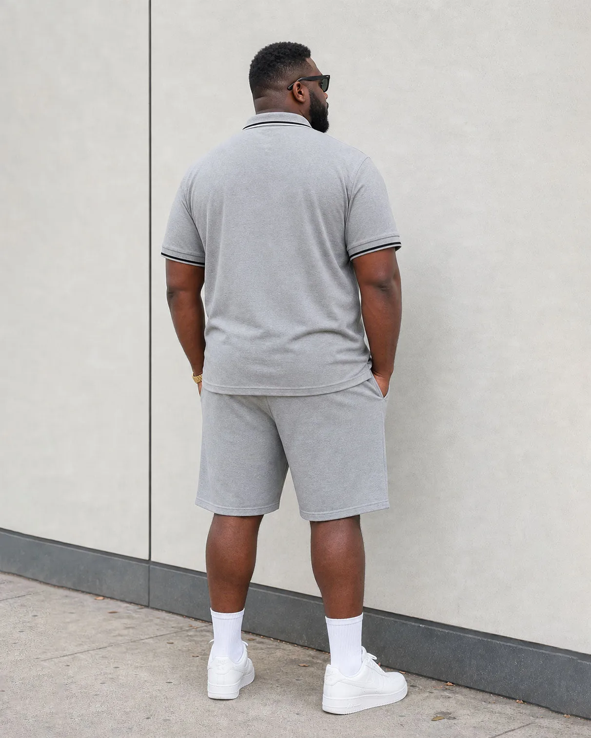 Big & Tall Men's Simple Leisure Travel Daily Vacation Grey Polo Shirt Short Sleeve Shorts Set sold by Biggmans product image thumbnail 4