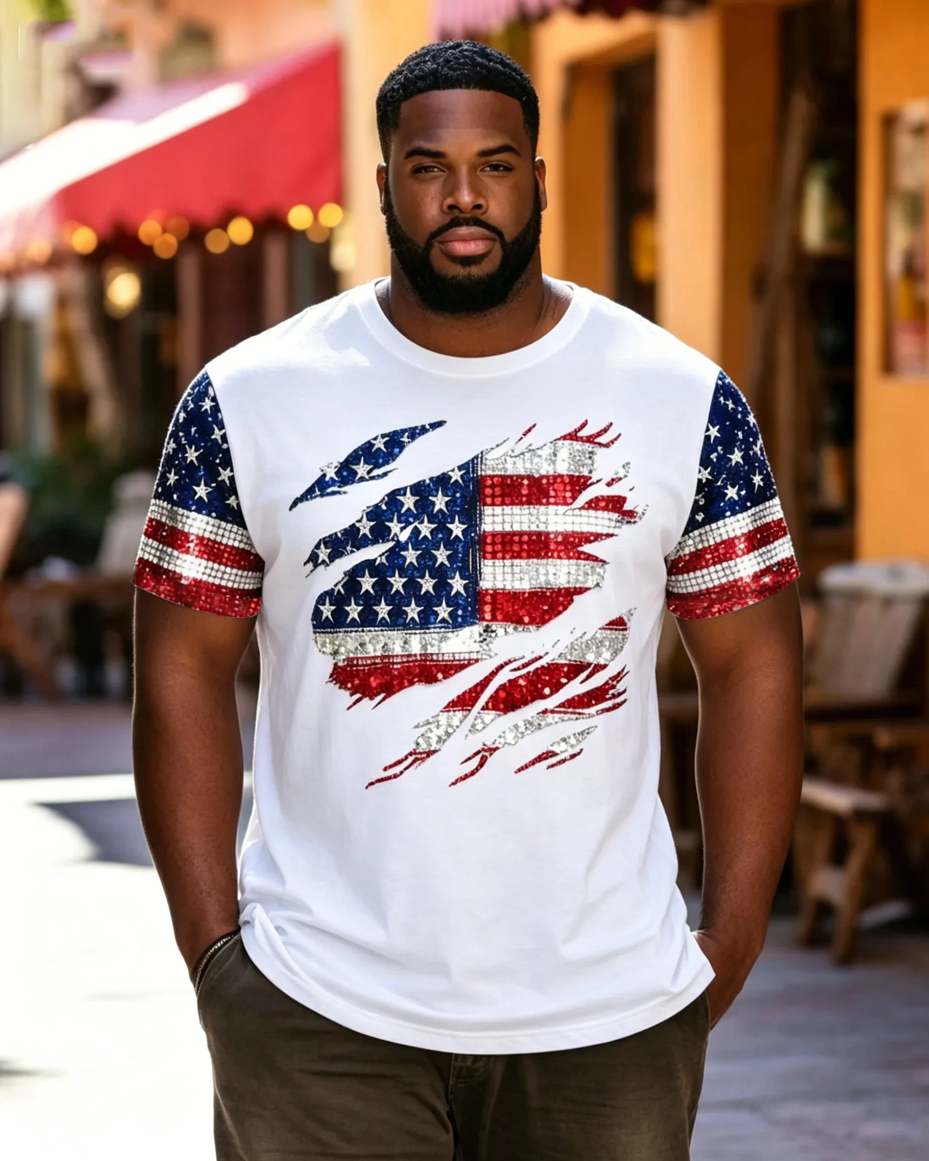 Big & Tall Men's 250th Anniversary Print Short Sleeve Shirt sold by Biggmans