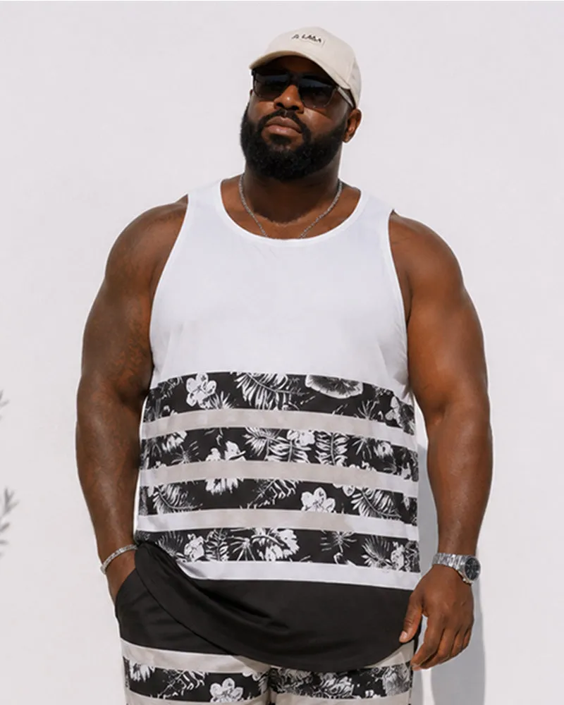 Big & Tall Men's Tropical Floral Stripe Print Tank Shorts Set sold by Biggmans product image thumbnail 3