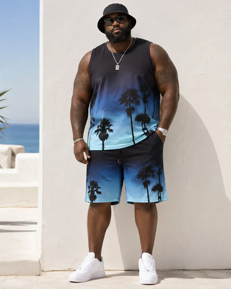 Big & Tall Men's Gradient Coconut Silhouette Print Tank Shorts Set sold by Biggmans
