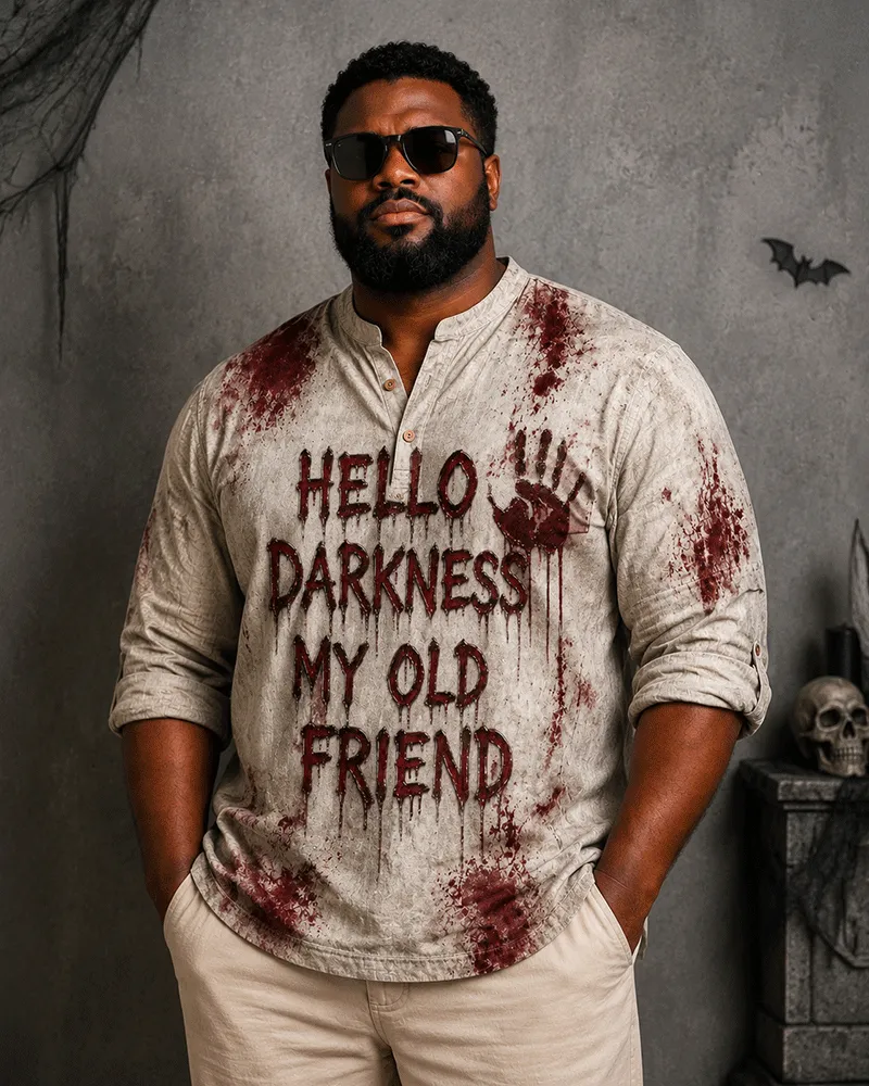 Big & Tall Men's Bloody Handprint English Slogan Printed Collar Long Sleeve Shirt sold by Biggmans product image thumbnail 2