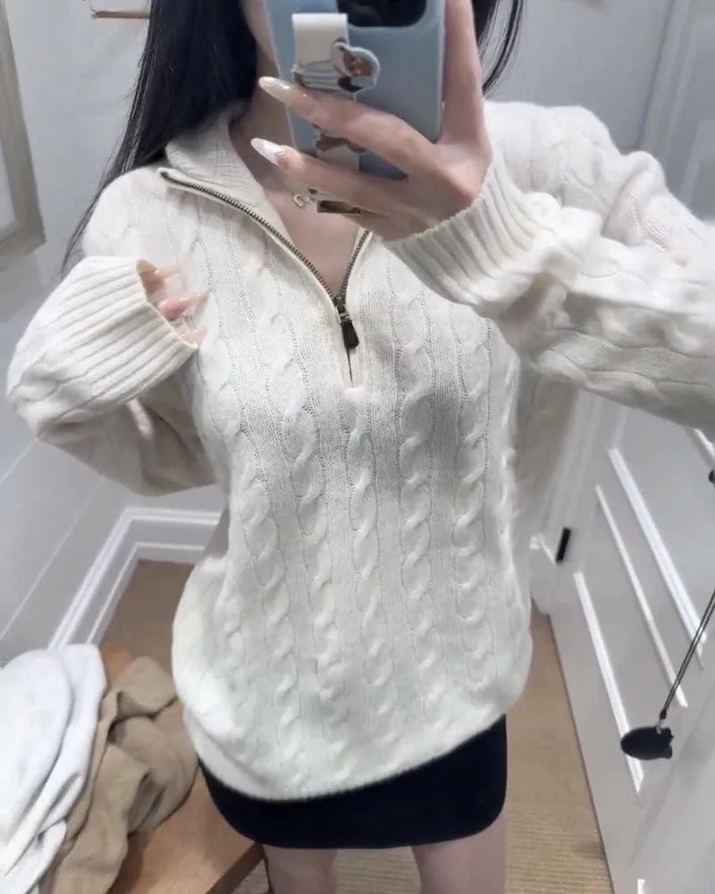 Women's Cable knit Half Zip Sweate sold by Larosa product image thumbnail 5