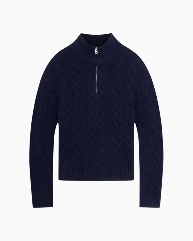 Women's Cable knit Half Zip Sweate sold by Larosa