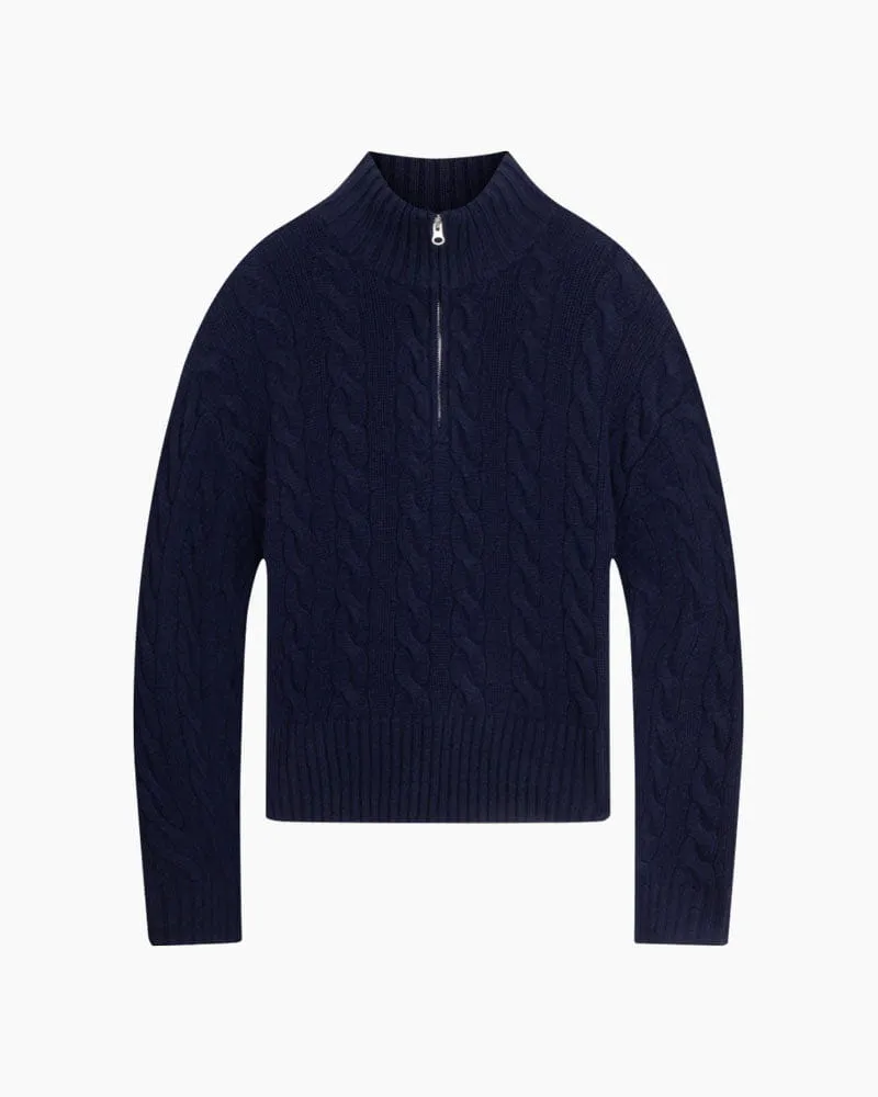 Women's Cable knit Half Zip Sweate sold by Larosa