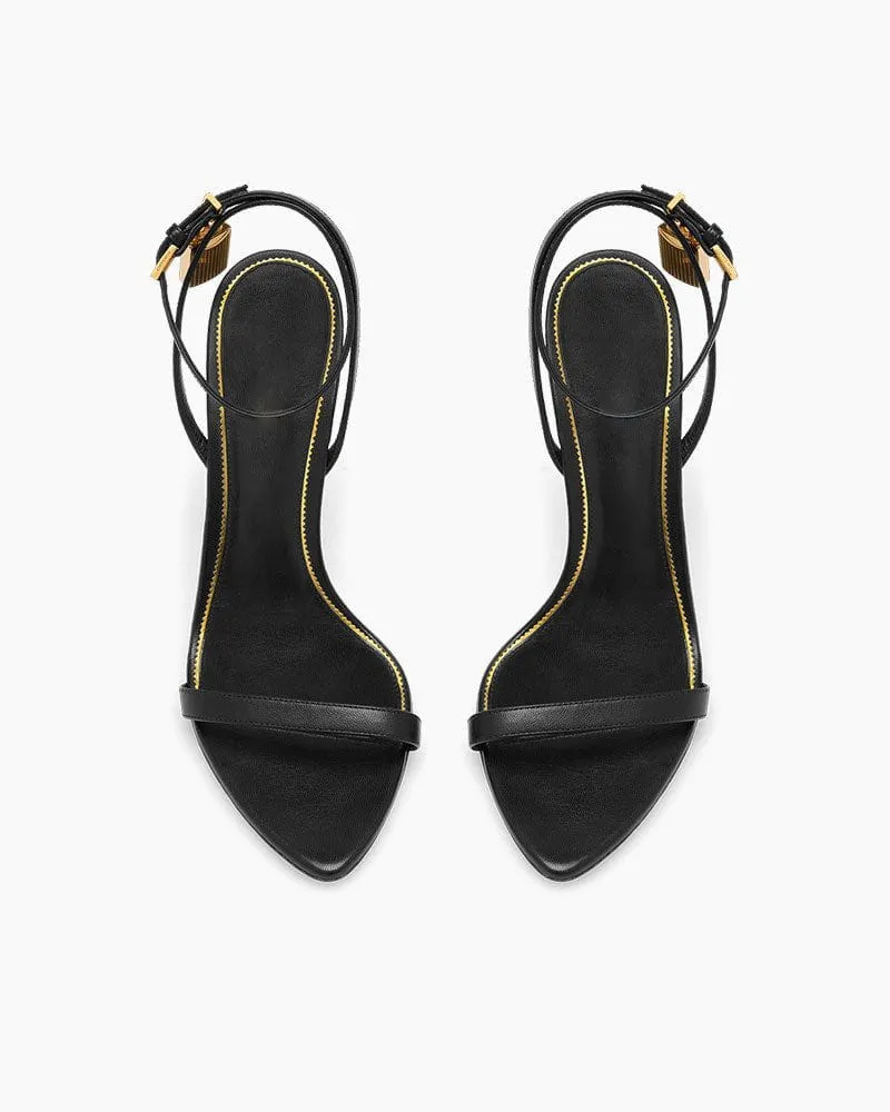 Shiny Leather Padlock Pointy Naked Heels sold by Larosa product image thumbnail 4