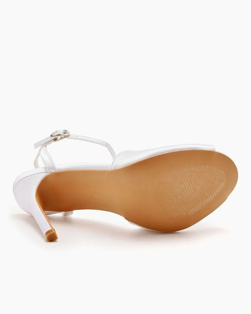 White Satin Peep Toe High Heels sold by Larosa product image thumbnail 3
