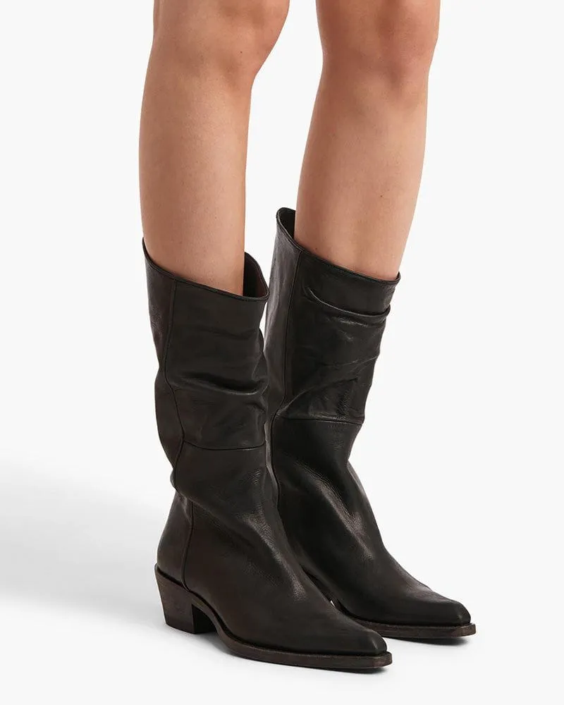Mid-Calf Ruched Burnished Leather Clive Boots sold by Larosa product image thumbnail 5