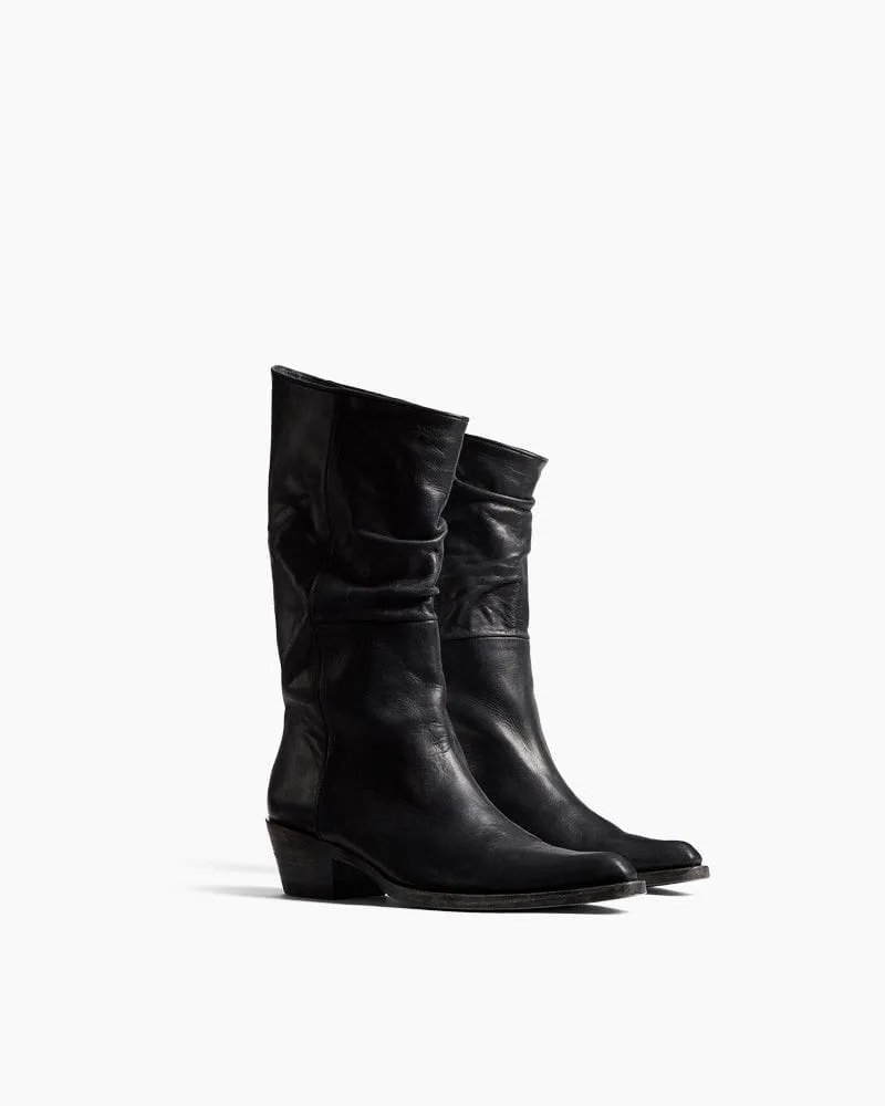 Mid-Calf Ruched Burnished Leather Clive Boots sold by Larosa product image thumbnail 3