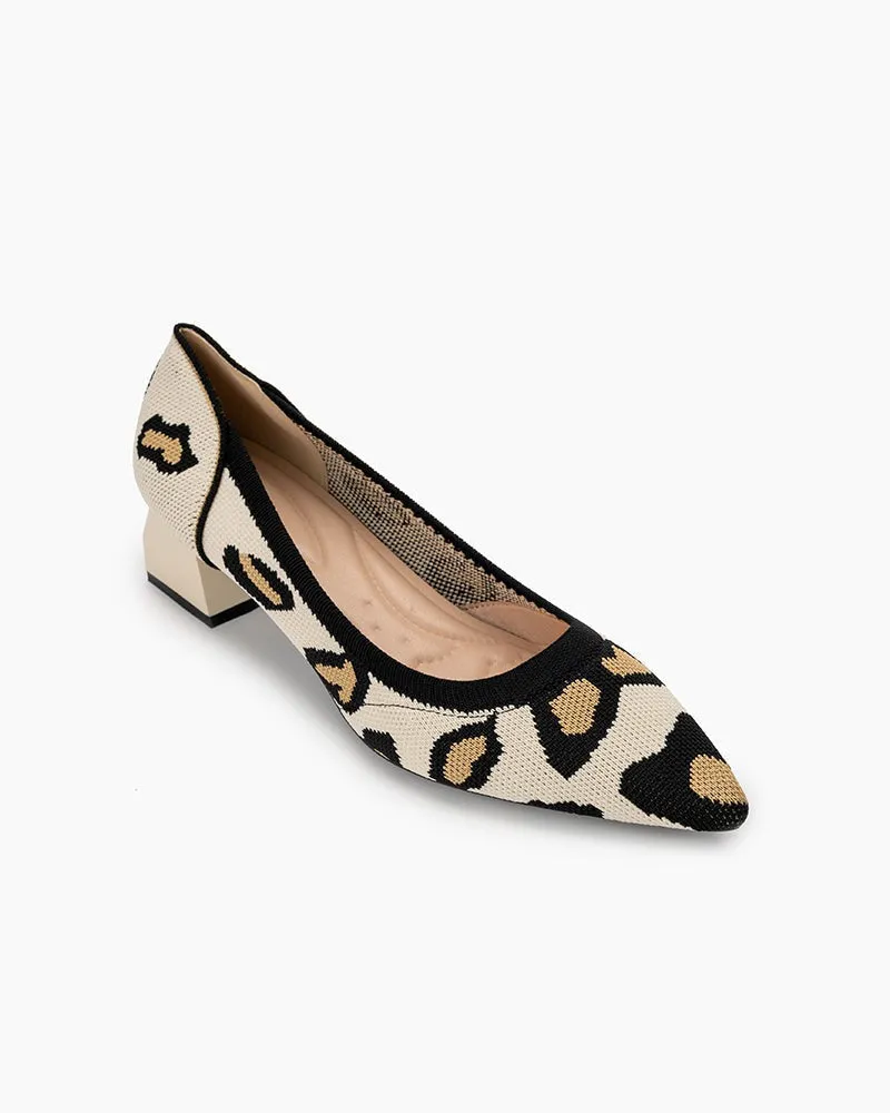 (Clean Up - US 9) Leopard Pattern Pointed-Toe Chunky Heels sold by Larosa