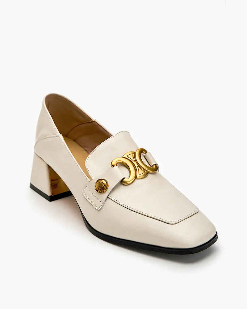 (Clean Up - US 7.5/8) Soft Chunky Heel Metal Buckle Loafers sold by Larosa product image thumbnail 2
