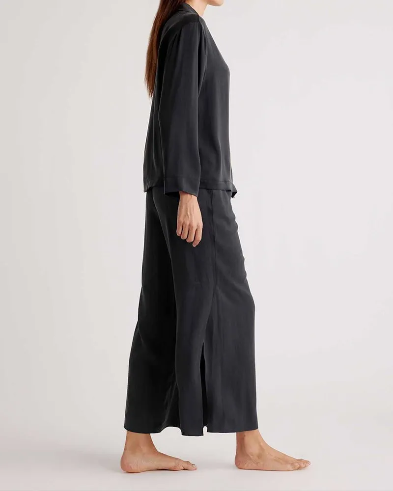 (Clean Up - M) 100% Washable Silk Pajama Long Sleeve Set sold by Larosa product image thumbnail 4